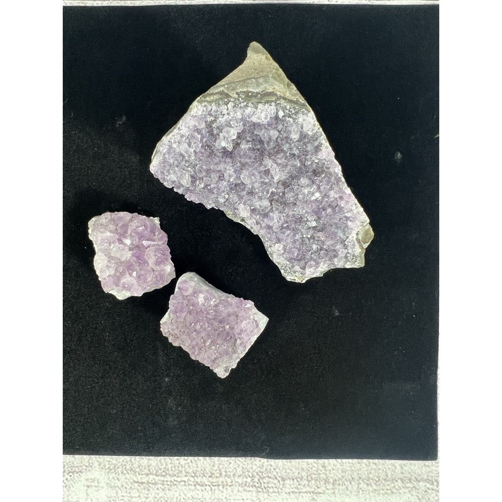 Amethyst Crystal Cluster Lot Raw Natural Purple Druzy Quartz 3‎ Pieces